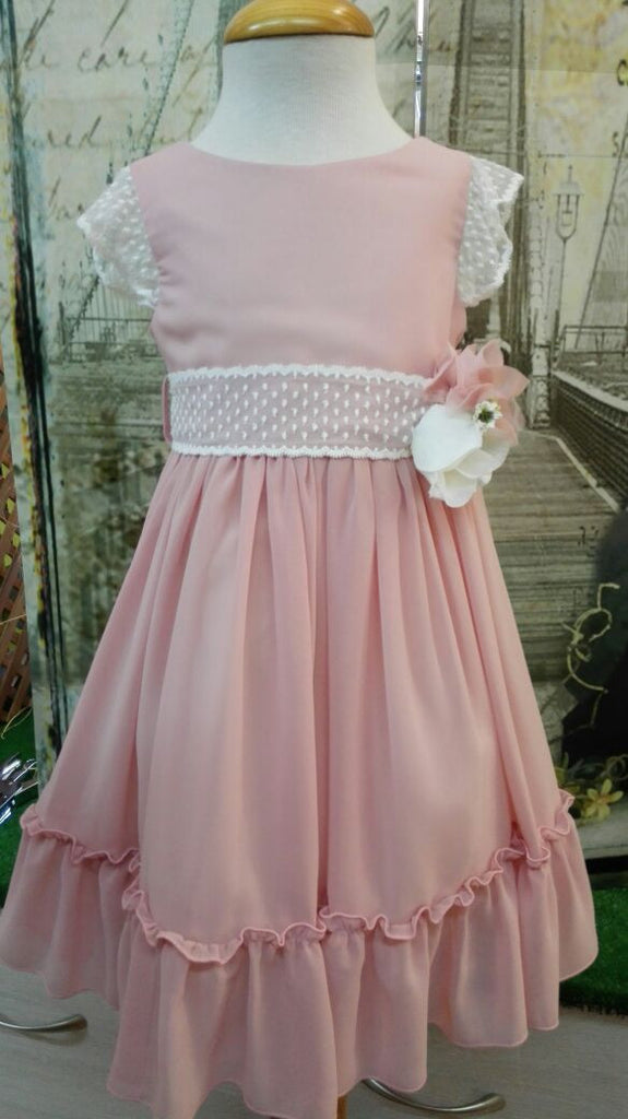 vestido crep, fajín y manga plumeti, Ceremonia Amaya, color Rosa 77623