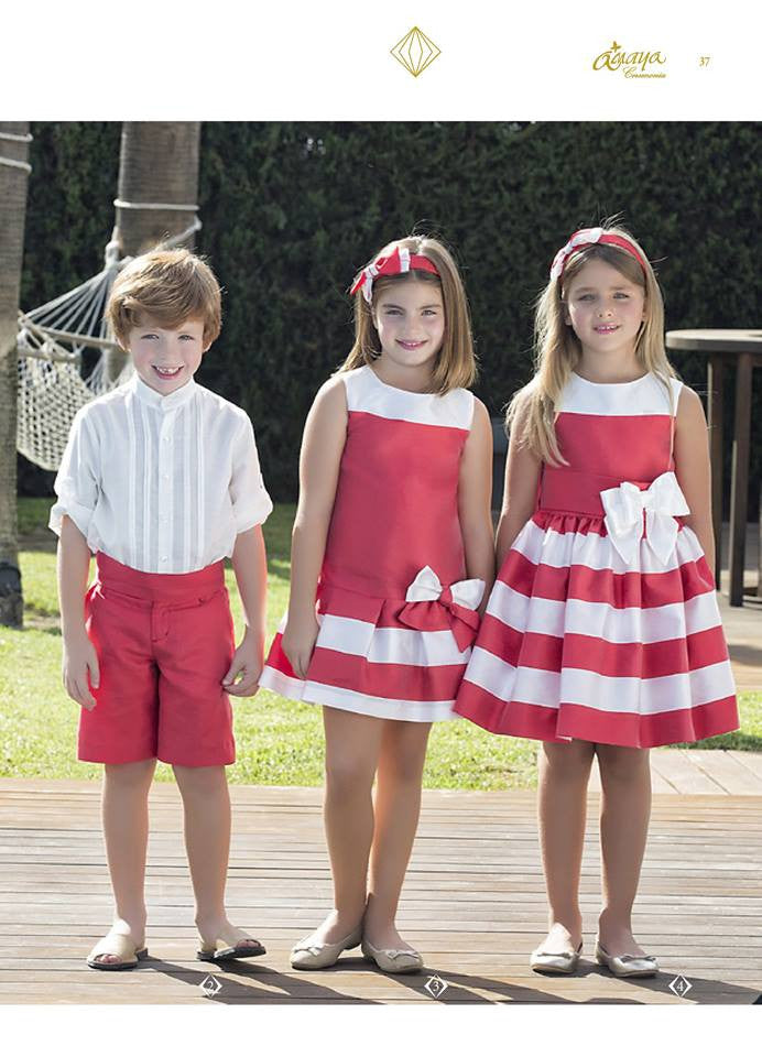 Vestido chantu talle bajo color rojo Ceremonia Amaya 77724