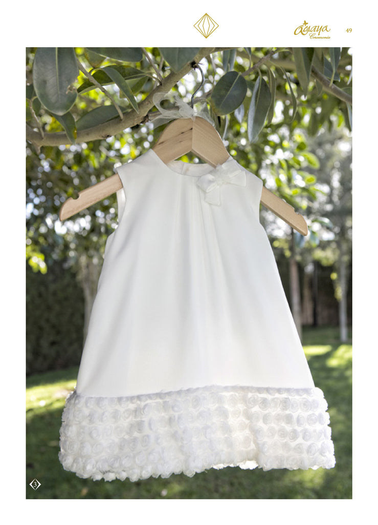 Vestido Georgette Ceremonia Satén Crudo Artesanía Amaya 77226